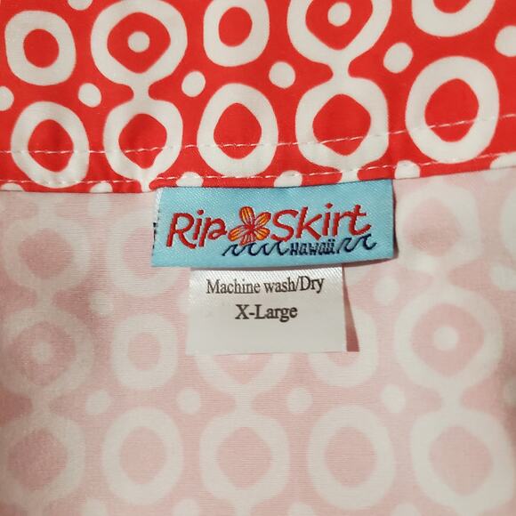 RipSkirt Hawaii Adjustable Length 2 Wrap Skirt Womens XL Geo Print Pockets Red - Picture 9 of 11